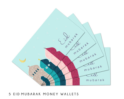 Eid Mubarak Money Wallets - Pack of 5
